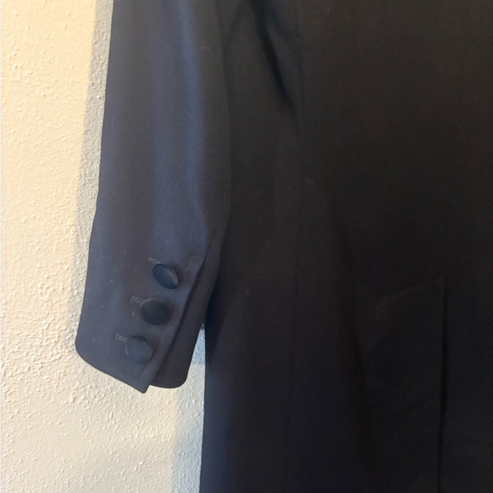 YVES SAINT LAURENT Rive Gauche Vintage Black Wool Coat Sz 38 - Picture 5 of 7